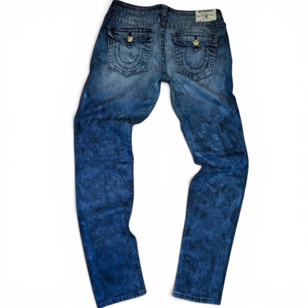 TRUE RELIGION Skinny Jeans Blue Stitch No Flap Pockets Y2K Denim Women 30